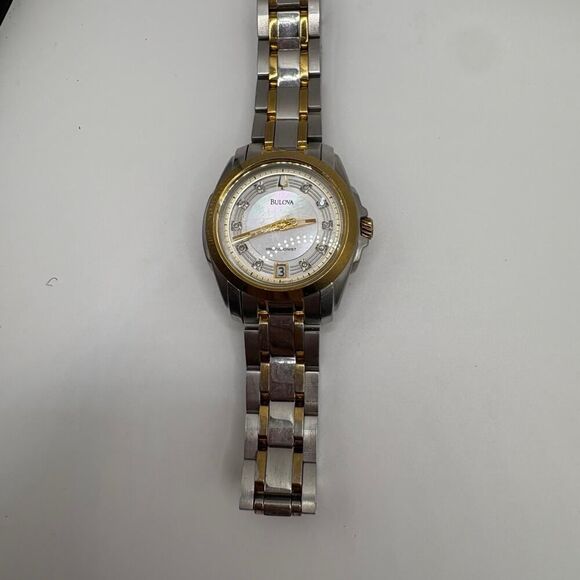 Bulova Precisionist 98P129 Women's Watch - Two-Tone Diamond & Mother of Pearl - Picture 6 of 6